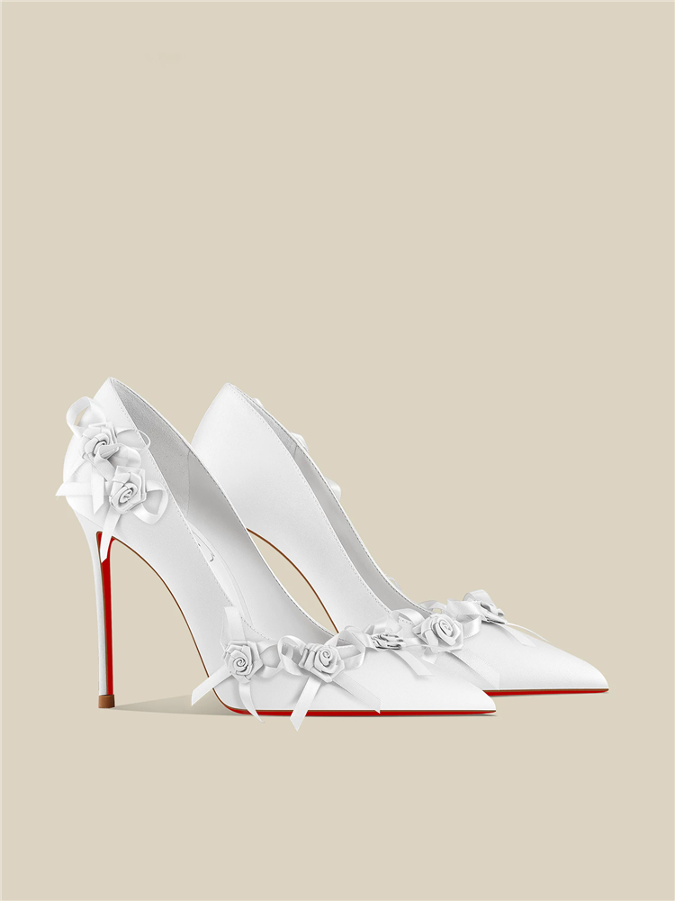 Slip Dress Satin - Spring new pointed shallow mouth white