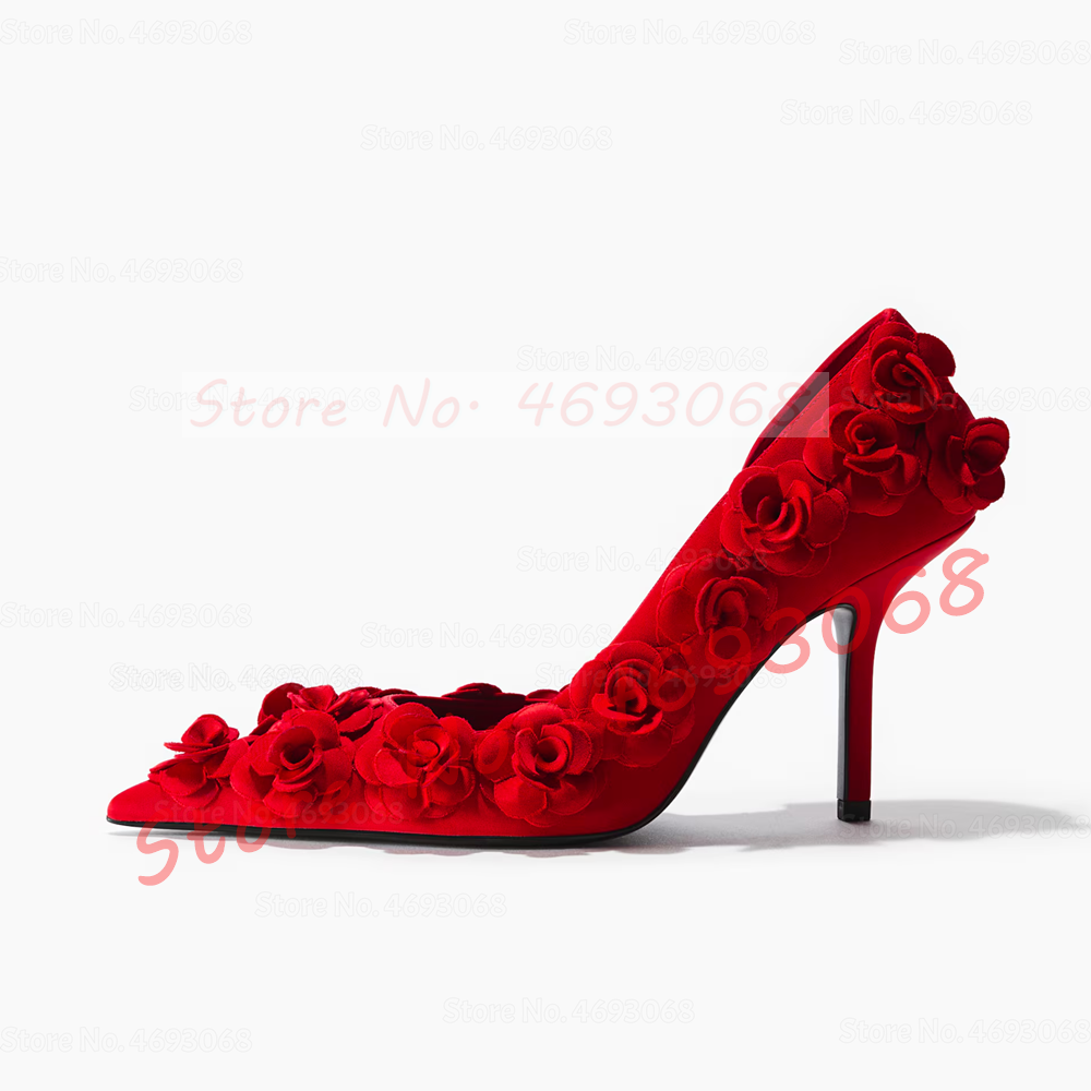Vibrant Red Floral Appliques P - Slip Dress Satin recension och pris