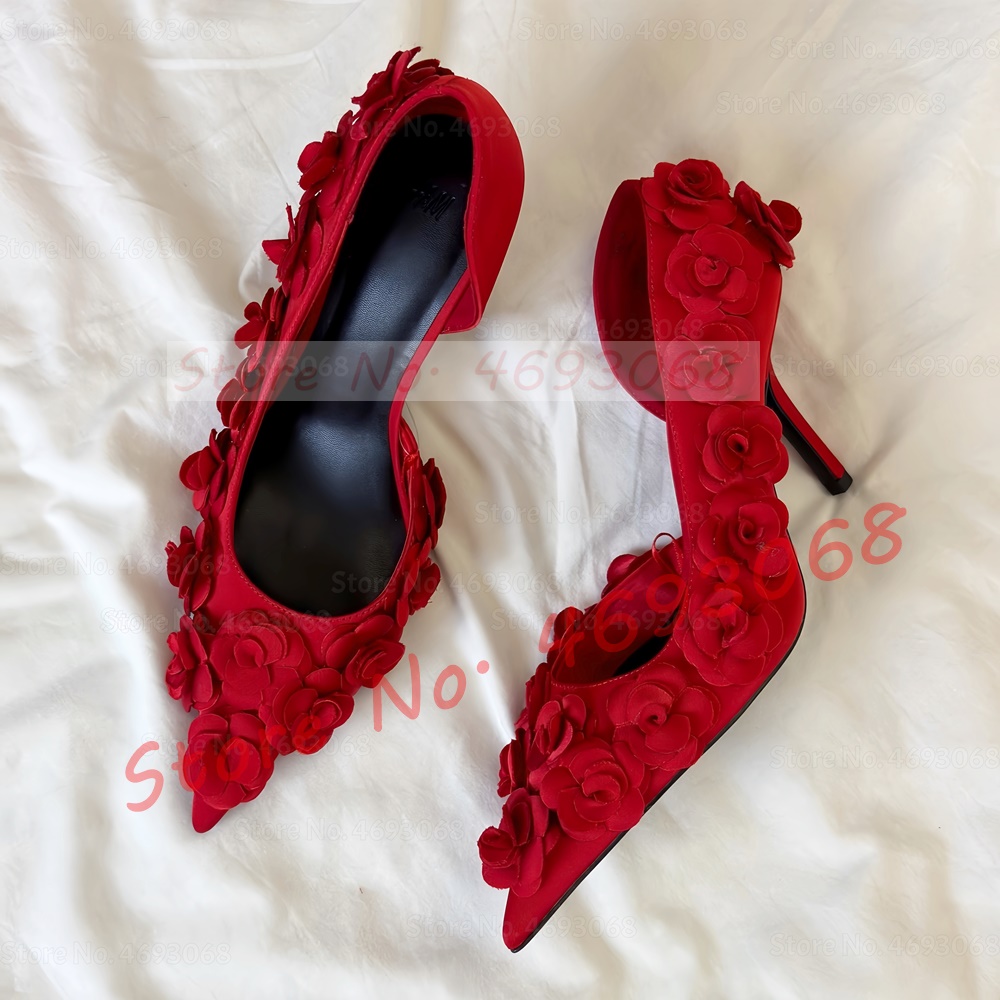 Vibrant Red Floral Appliques P - Slip Dress Satin recension och pris