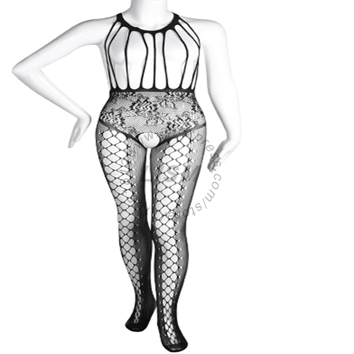 LISM Sexy Halter Cutout Open B - Bodystocking Fishnet recension och pris