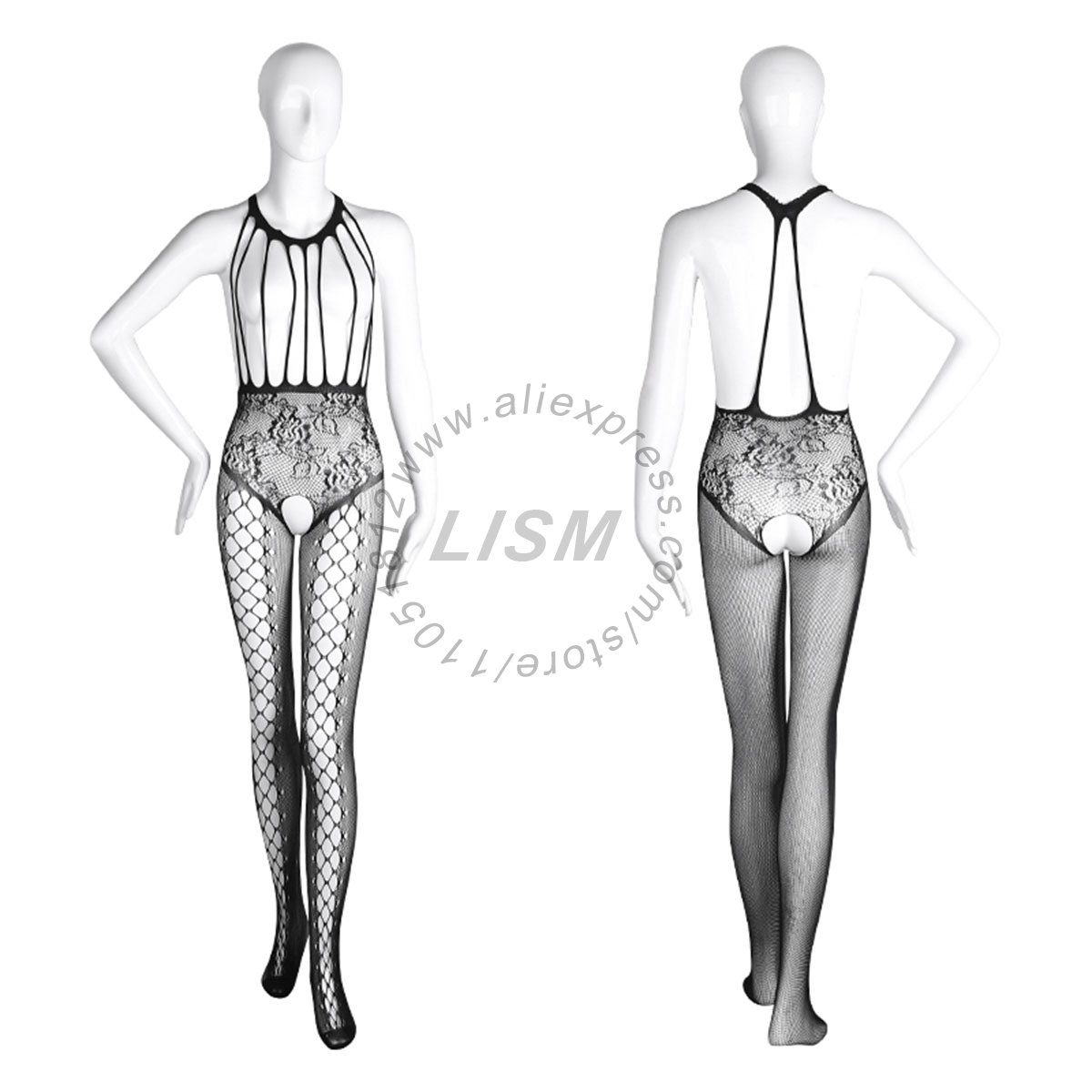 LISM Sexy Halter Cutout Open B - Bodystocking Fishnet recension och pris