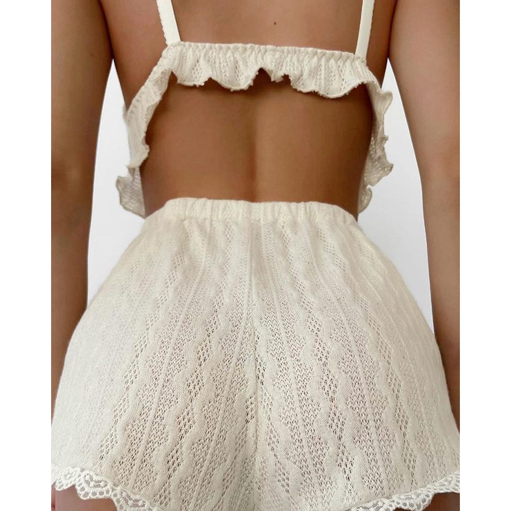 Lace Trim Ruffle Hem Cable Tex - Cami Top Lace recension och pris