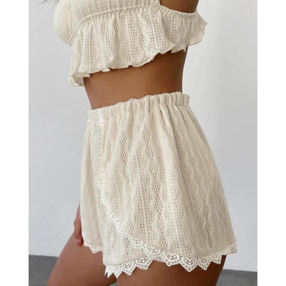 Lace Trim Ruffle Hem Cable Tex - Cami Top Lace recension och pris