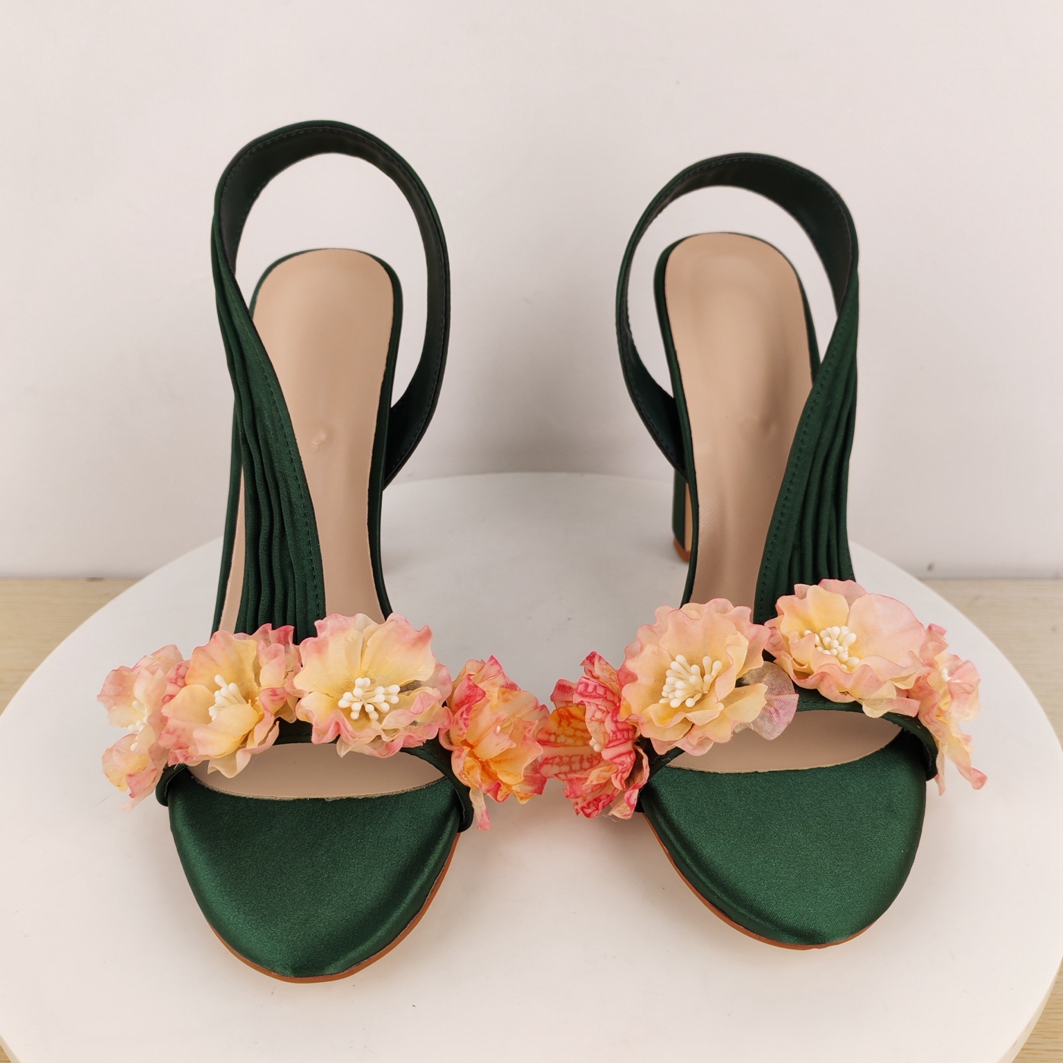 Block Heels Slingback Flowers  - Slip Dress Satin recension och pris