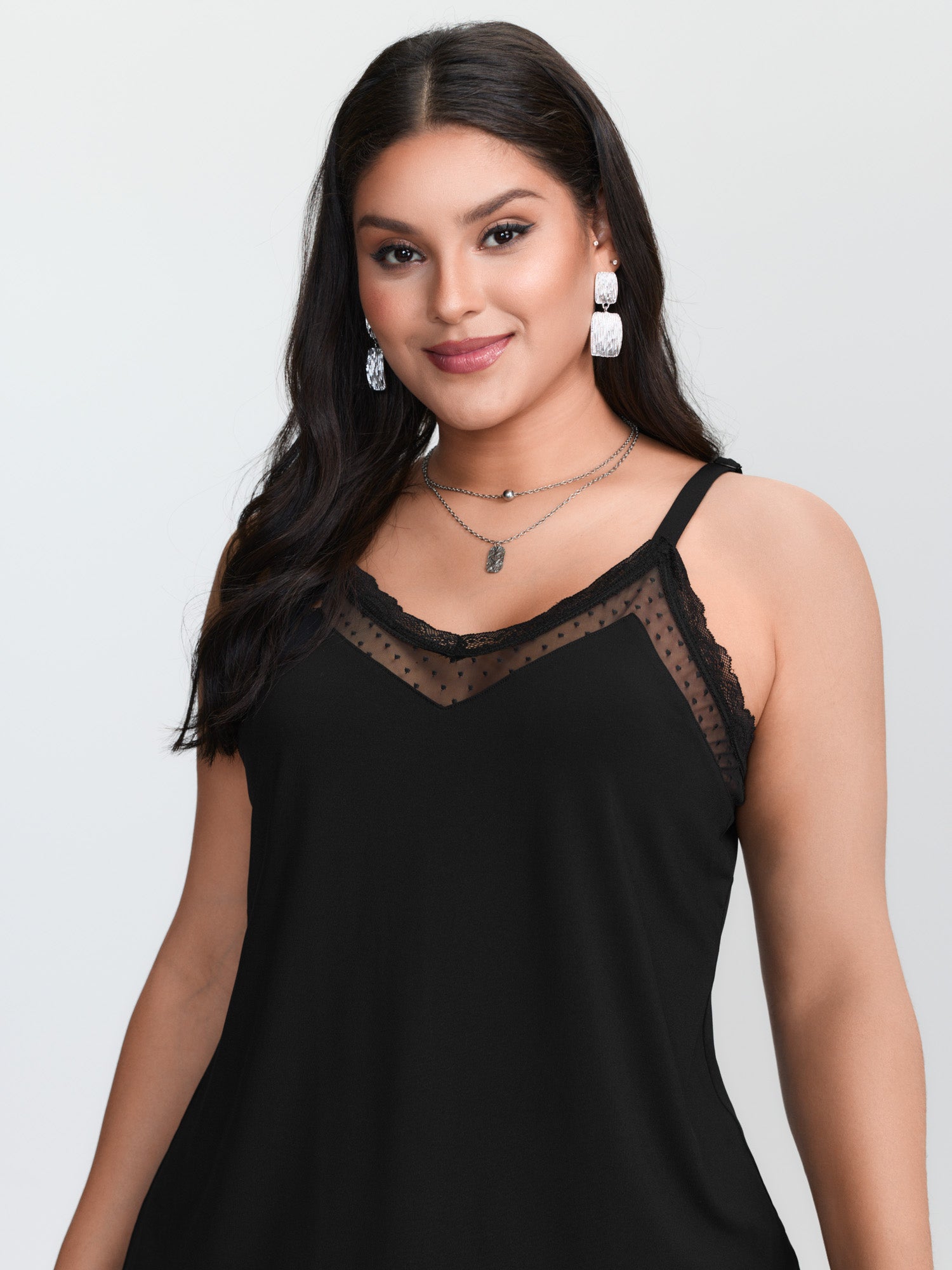Plus‑size black knitted camiso - Cami Top Lace recension och pris