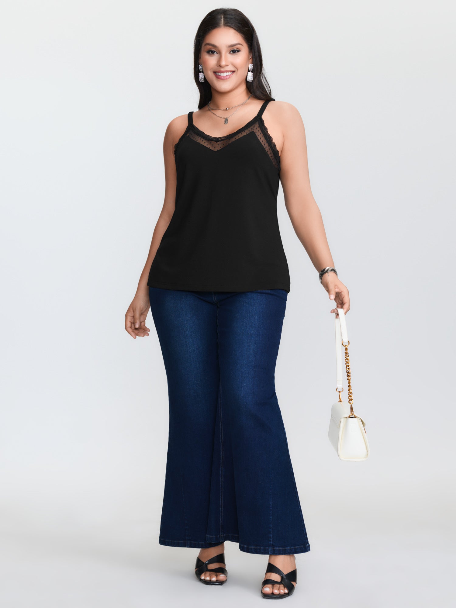 Plus‑size black knitted camiso - Cami Top Lace recension och pris