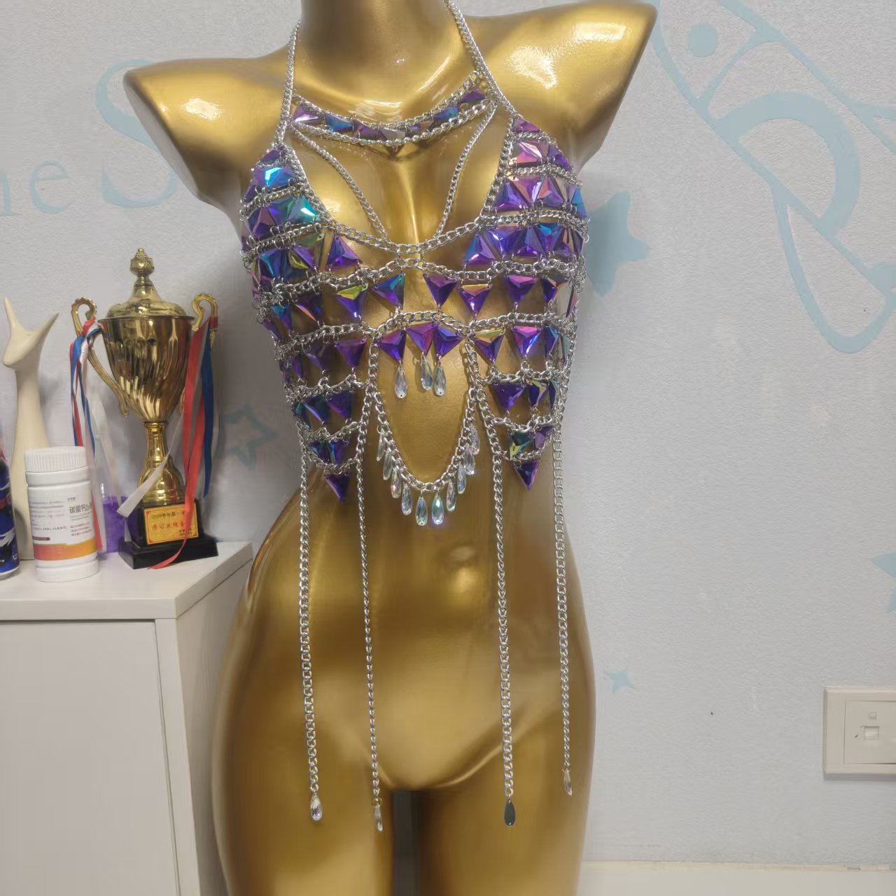 Latest Metal Sequin Tassel Bod - Strapless Bra Backless recension och pris